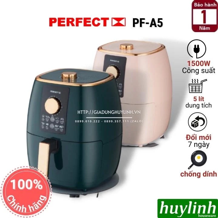 [Mã ELHAMS5 giảm 6% đơn 300K] Nồi chiên không dầu Perfect PF-A5 - 5 lít [A5P - A5G]