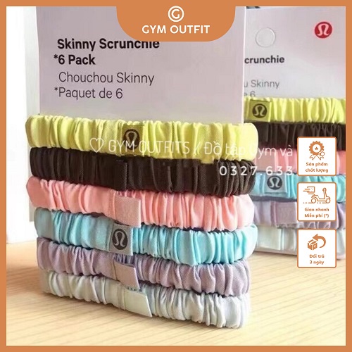 Set 6 dây Buộc Tóc Lululemon Skinny Scrunchie Dư Xịn, 2 tone màu