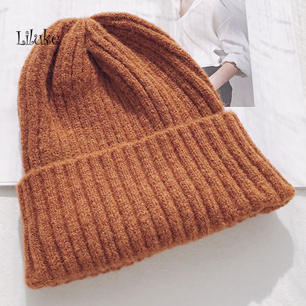 Mũ Len Beanie Màu Trơn Thời Trang Thu Đông Cho Nữ