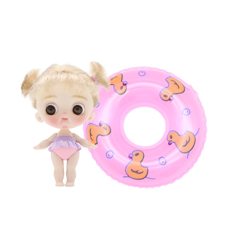 Búp bê sơ sinh mini dễ thương kèm phao 11cm ob11 có 5 khớp đồ chơi quà tặng sinh nhật cho bé gái trang trí nhà cửa