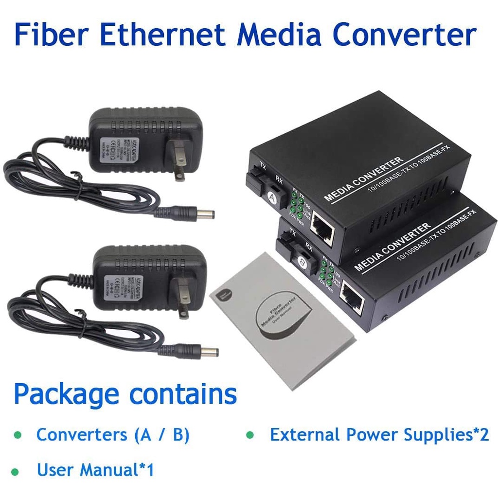 Bộ Chuyển Đổi Quang 25km Ethernet, Chế độ đơn 10 / 100Base-TX sang 100Base-FX, RJ45 sang SC