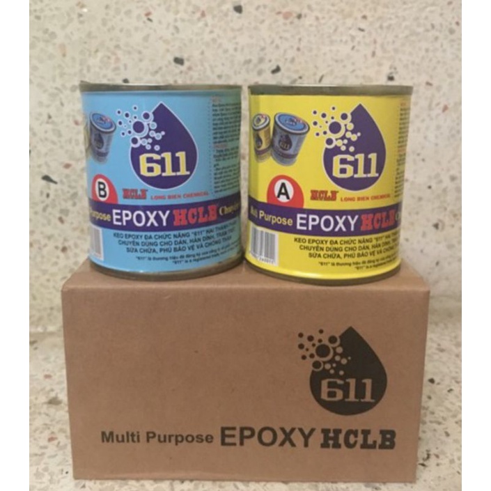 Keo cấy sắt ,keo dán đa năng  epoxy AB 611 dùng cho tàu biển, công nghiệp,