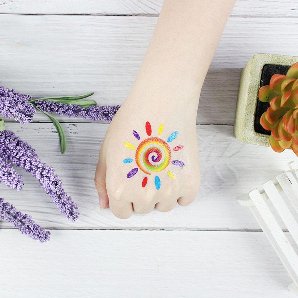 Bộ 12 Hình Xăm Dán Cơ Thể Họa Tiết Cầu Vồng Độc Đáo