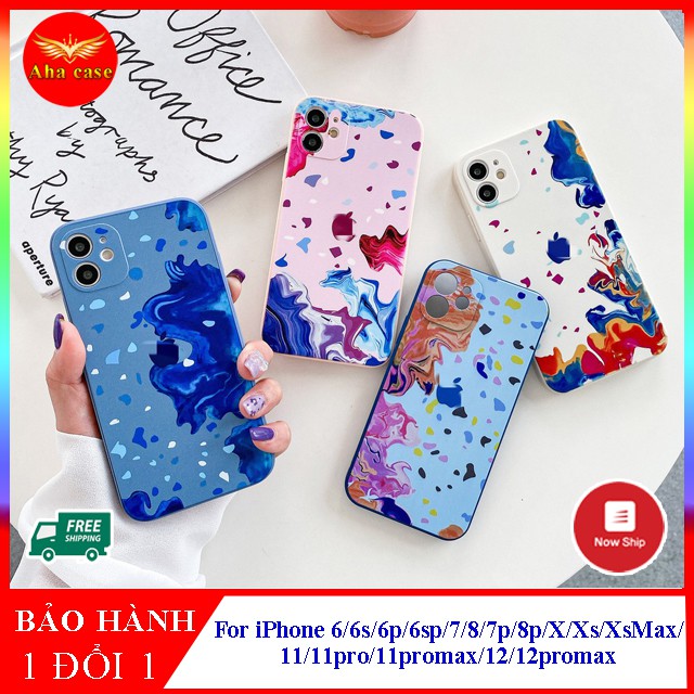 Ốp lưng Iphone - Loang Màu Cạnh Vuông Ip 6/6plus/6splus/7/7plus/8/8plus/x/xs/xsmax/11/11promax/12/12pro max thời trang