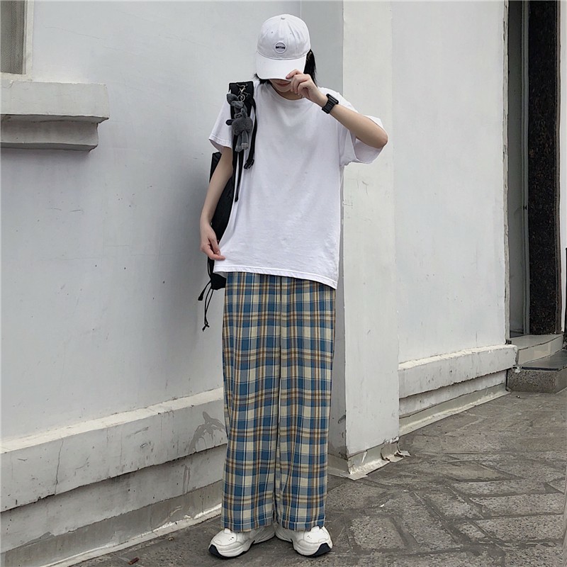 Quần ống rộng kẻ caro ♥️ Quần ống suông họa tiết caro hot hit ♥️ Quần ống rộng phong cách ulzzang - NhimShop | BigBuy360 - bigbuy360.vn