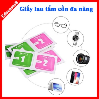 Giấy lau màn hình điện thoại ,ipad, kính, máy tính bảng ,1 miếng lau ướt +1 miếng lau khô Educase68