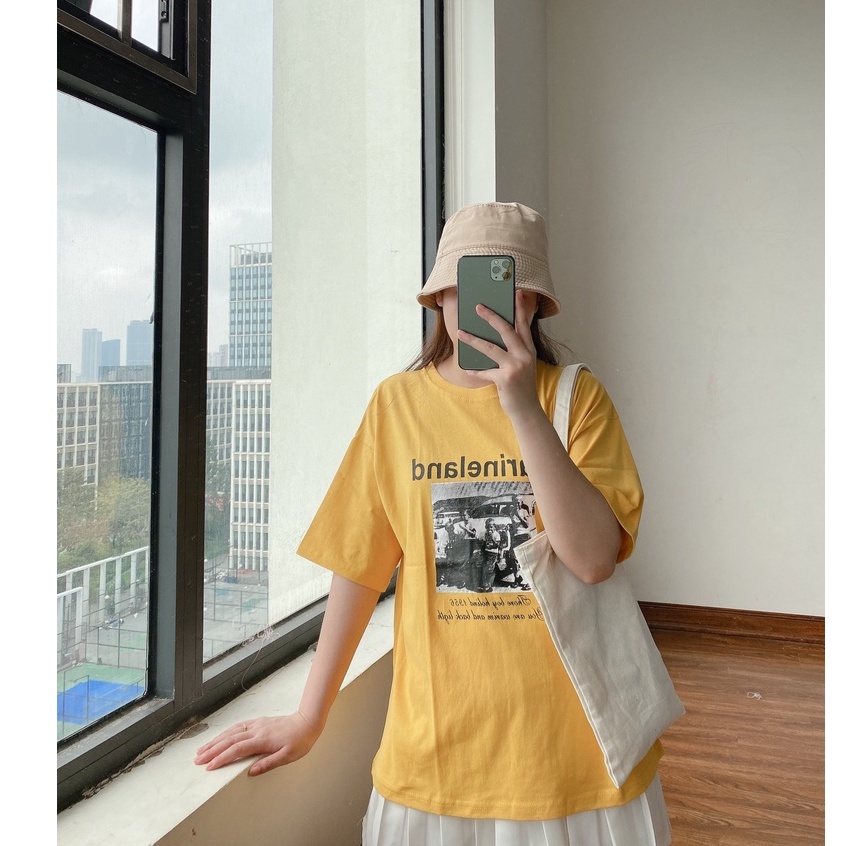 Áo Thun 3158 Marineland PEONYB Nữ [FREESHIP] Phông form rộng tay lỡ oversize in hình vintage trắng đen cá tính Ulzzang