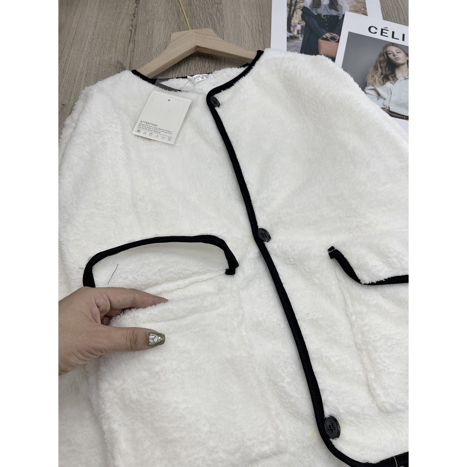 Áo khoác lông nhung, lông cừu nữ , ulzzang dáng rộng Hàn Quốc, bao mềm mịn freesize