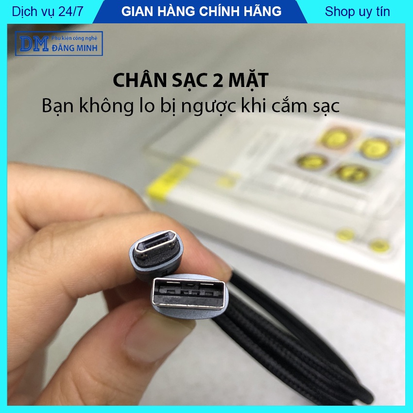Dây sạc Samsung chính hãng Baseus dây sạc Micro USB sạc nhanh 2.4A truyền data 480Mbps cáp 1m 2m phù hợp tât cả android