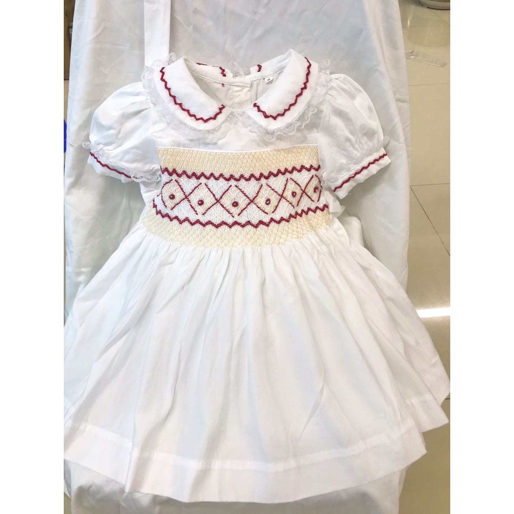 Váy Smock Dành Cho Bé Gái Từ 1 Tuổi Hàng Xuất Dư Vải Cotton Xịn