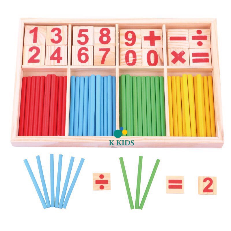 Bộ que tính kèm số đếm và phép tính giúp bé học đếm và số