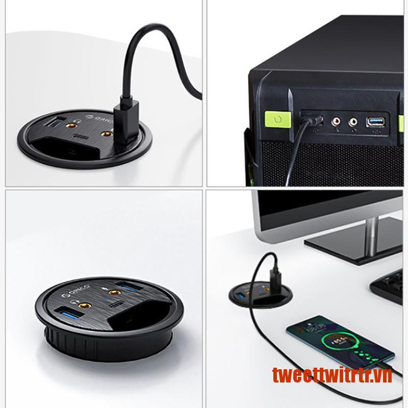 TRTR USB 3.0 Desktop Grommet Type C High Speed Splitter With PC Computer Accesso