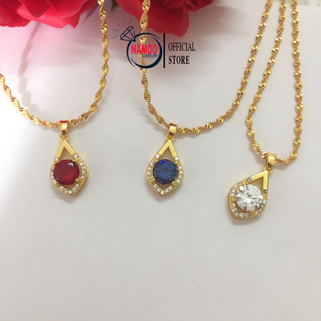 Dây Chuyền Đính Đá Nữ, Mặt Dây CHuyền Vàng Mạ 24 Cao Cấp V503 Namoo Jewelry