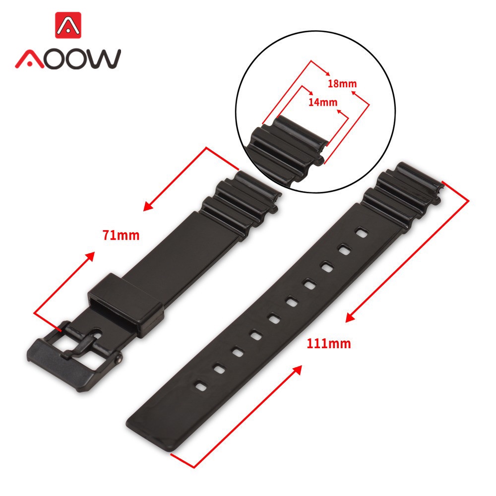 Dây Đeo Đồng Hồ Thể Thao Bằng Nhựa Dẻo Màu Trắng Đen 14mm Chống Thấm Nước Cho Casio LRW-200H