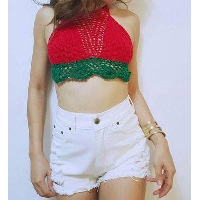 Bikini Len Móc Đỏ Xanh Sexy Nhất