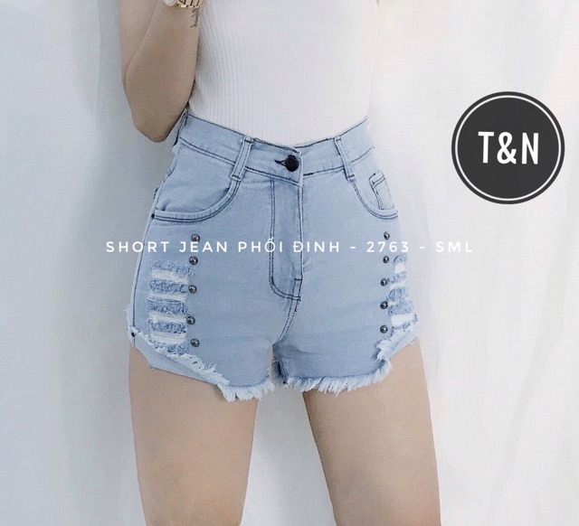 QUẦN SHORT JEAN RÁCH ĐÍNH CƯỜM 2763