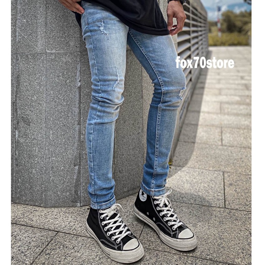 Quần Jean Nam Cao Cấp Màu Xanh chất co dãn dáng quần ôm | BigBuy360 - bigbuy360.vn