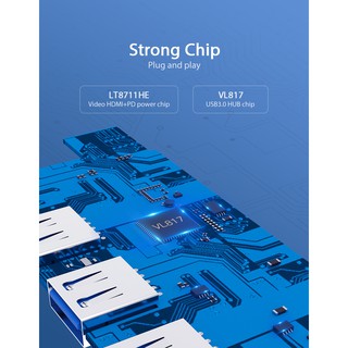 CÁP CHUYỂN ĐỔI TYPE-C SANG HDMI + 3 CỔNG USB 3.0 + TYPE-C PD VENTION CNBHB