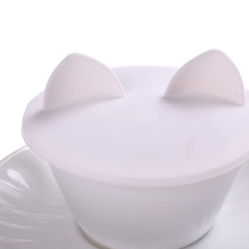 [CHỌN MÀU] Nắp đậy ly cốc chống bụi bằng silicon hình tai mèo dùng được lò vi sóng