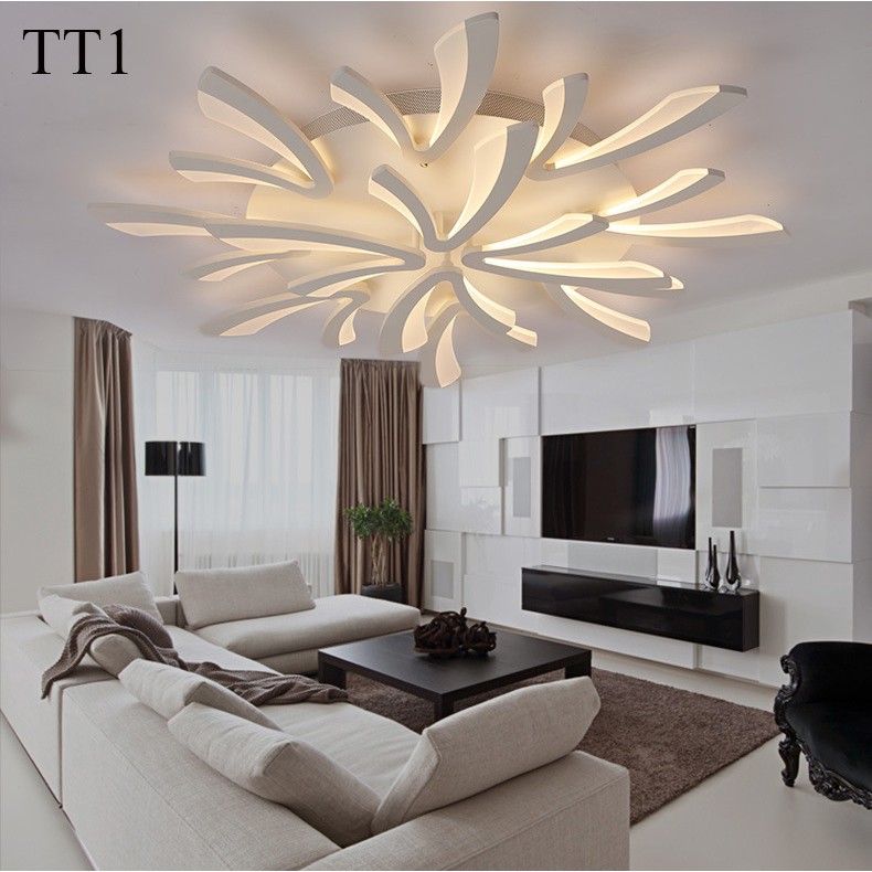 Đèn ốp trần đèn áp trần trang trí phòng khách phòng ngủ có kèm điều khiển từ xa phân tầng 3 chế độ sáng mẫu TT1