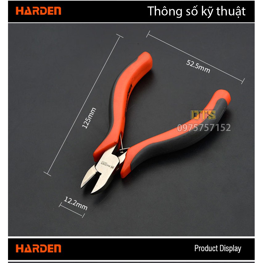 Kìm cắt mini trợ lực HARDEN 4.5 inch/ 115mm, thép cao cấp CR-V, thiết kế công thái học, lò xo kép - Tiêu chuẩn châu Âu