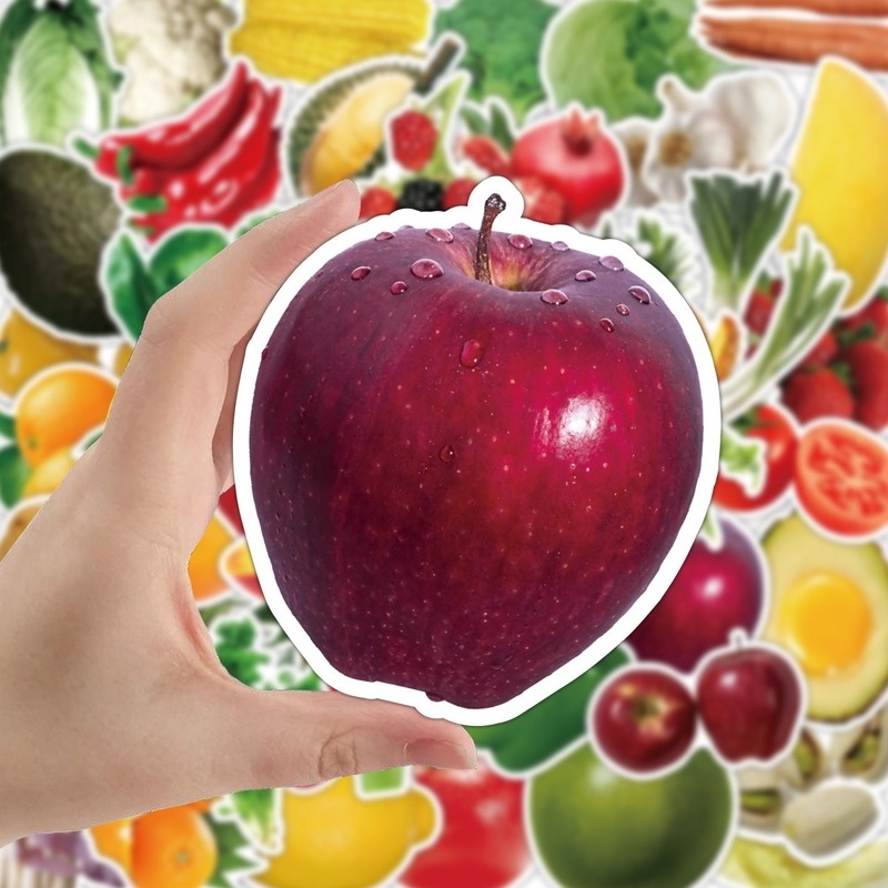 Z & M❀ Hình Dán Rau Củ Quả Xanh ❀ Bộ 50 Miếng Dán Chống Thấm Nước Trang Trí Cho Đồ Chơi