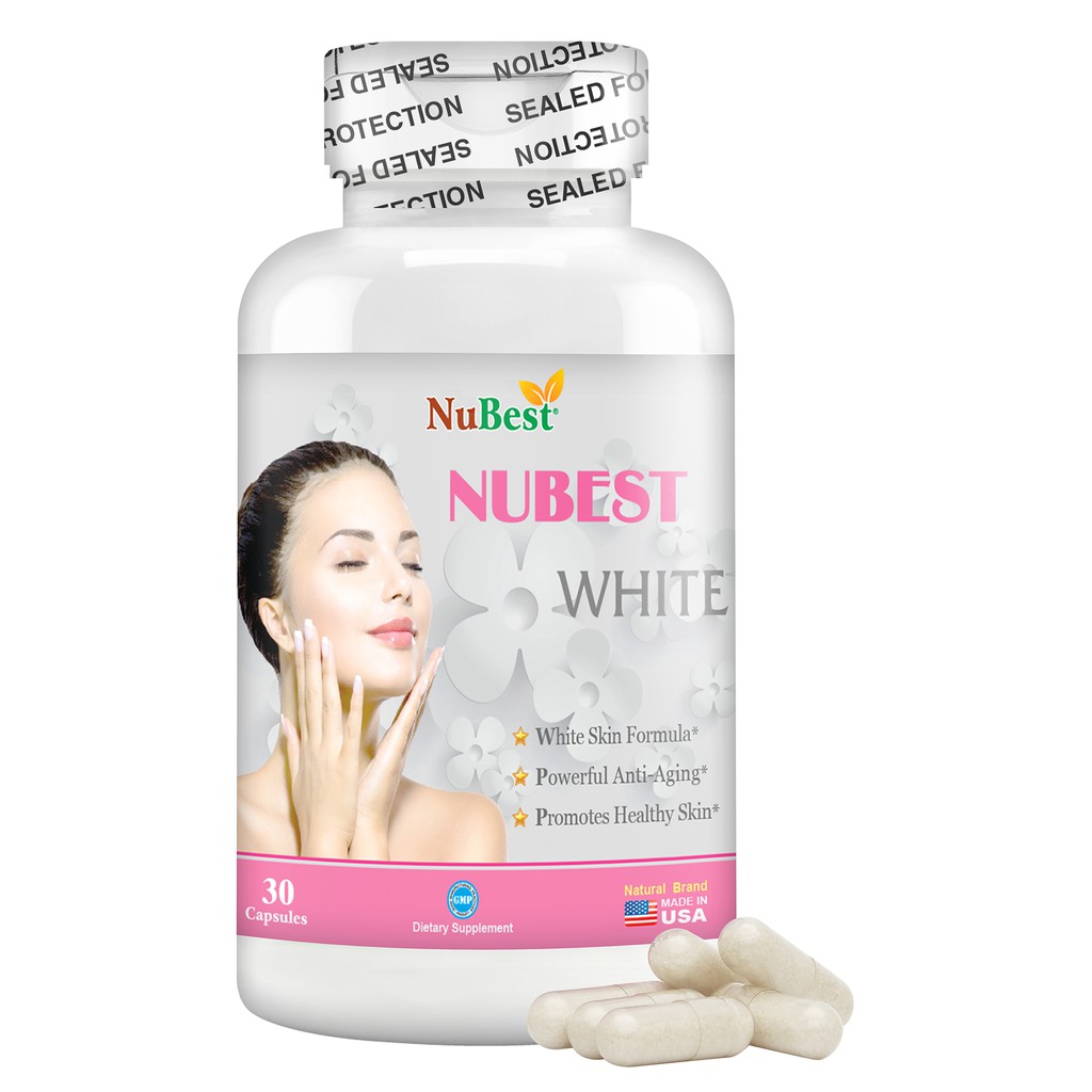[Combo 2 Tặng 1] Thực Phẩm Bảo Vệ Sức Khoẻ Hỗ Trợ Sáng Da Của Mỹ NuBest White Hộp 30 Viên Tặng TPBVSK NuBest Plus Hộp 60