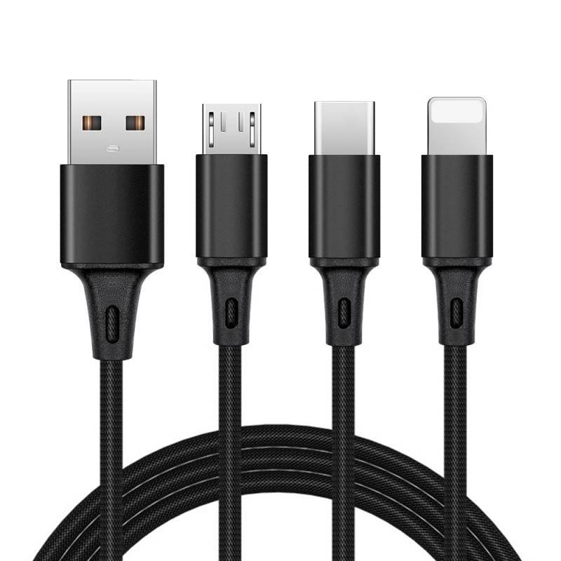 Dây cáp sạc Ankndo đa năng 3 trong 1 kết nối cổng USB Type C/ Micro USB