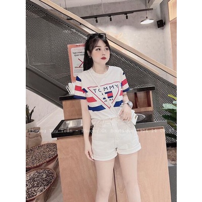 APN158 - ÁO PULL TONY SỌC TAM GIÁC CỔ TRÒN CHO NỮ