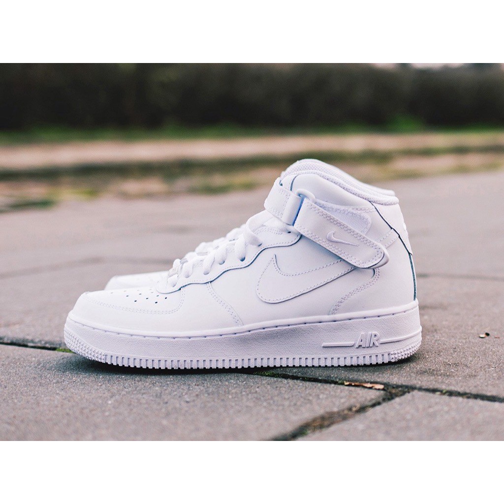 Giày Nike Air Force 1 Mid Hàng Chính Hãng Giày Thể Thao Nike Air Force 1 Mid Allwhite - AF1 Nam Nữ - Simple Sneaker