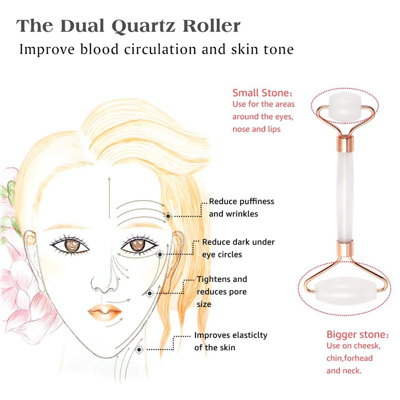 Cây lăn làm từ đá ngọc bích thạch anh dùng massage guasha cho mặt thoải mái