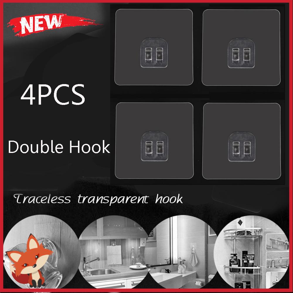 Bộ 1/4 Móc Treo Đồ Dùng Gắn Tường Nhà Tắm/ Nhà Bếp Trong Suốt Chống Thấm Nước Tiện Dụng