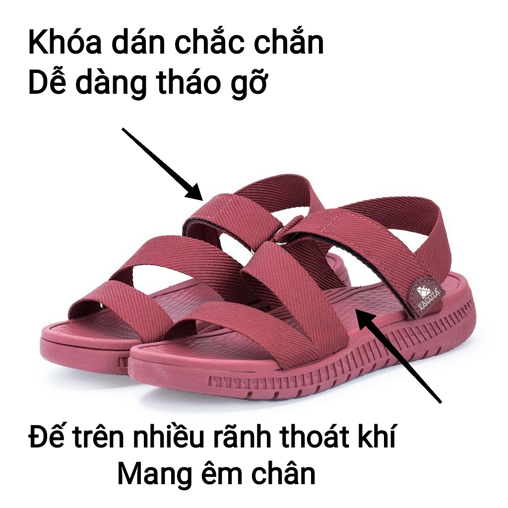 FACOTA giày dép sandal nam, nữ hồng mận mang đi chơi đi học HA12