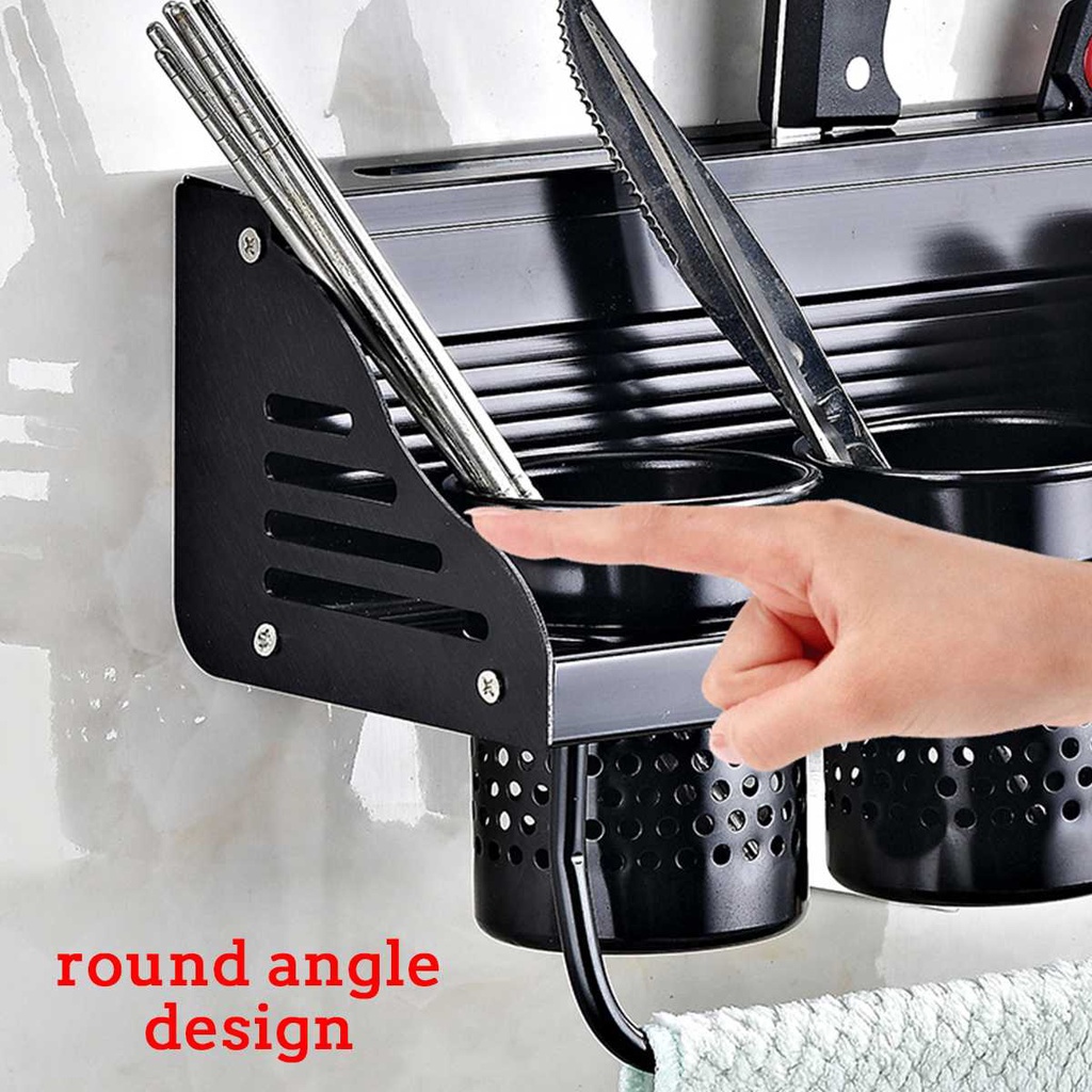 Kệ Treo Tường Để Gia Vị Dao Ống Đũa có móc treo tiện lợi hơp kim nhôm siêu bền sơn tĩnh điện chống gỉ