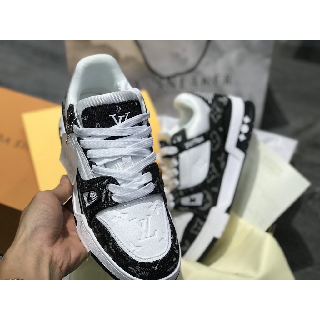 Siêu Phẩm Giày Thể Thảo Sneaker L.V Trai.ner  WHI.TE B.LACK SIêu Xinh Cao Cấp Ảnh Thật + freeship + Tặng Tất