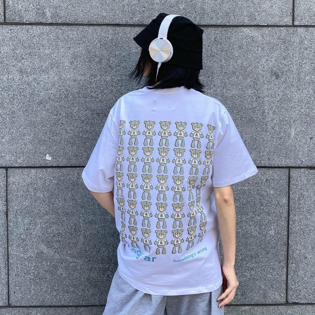 Áo thun Unisex tay lỡ dáng rộng in hình gấu Teddy chất cotton xịn co giãn 4 chiều phong cách Ulzzang