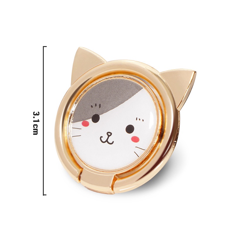 Giá Đỡ Điện Thoại Dạng Nhẫn Bằng Kim Loại Hình Mèo Hoạt Hình Xoay 360 Độ Chất Lượng Cao