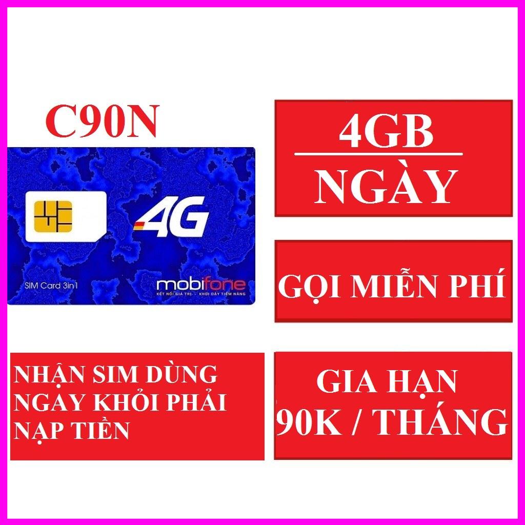 SIM 4G 1 NĂM Sim 4G Mobifone C90N /LOCAL GỌI MIỄN PHÍ hottt 1*