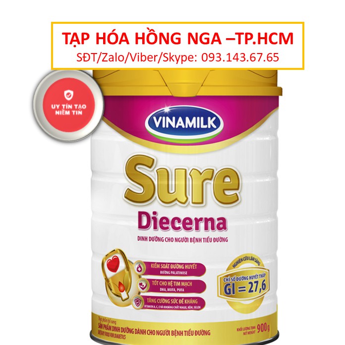 [ Giá Hủy Diệt ] Sữa bột Sure Diecerna lon 900g dành cho người tiểu đường, người già, giúp cân bằng đường huyết