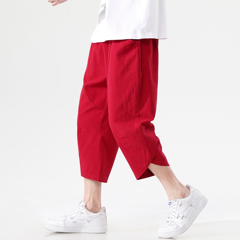 Quần Harem Cotton Lanh Ống Rộng Thoáng Khí Màu Sắc Thời Trang