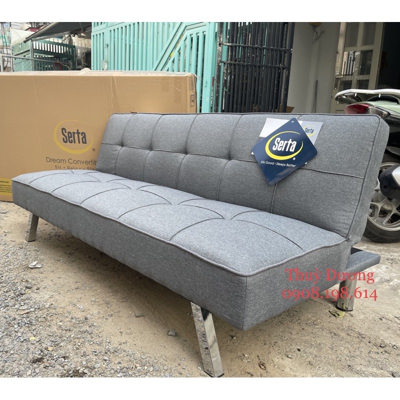 Sofa giường - Sofa Bed hàng xuất khẩu vải màu xám xanh