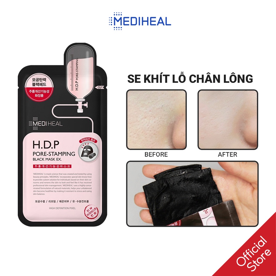 [Nhập mã COSMH22 giảm 8%] Mặt Nạ Than Hoạt Tính Mediheal H.D.P Pore Stamping Black Mask EX 25ml [K9]