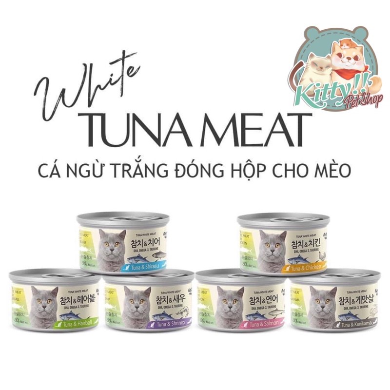 Tuna White Meat Bowwow - Thức ăn súp cá ngừ thịt trắng nguyên miếng đóng hộp cho mèo