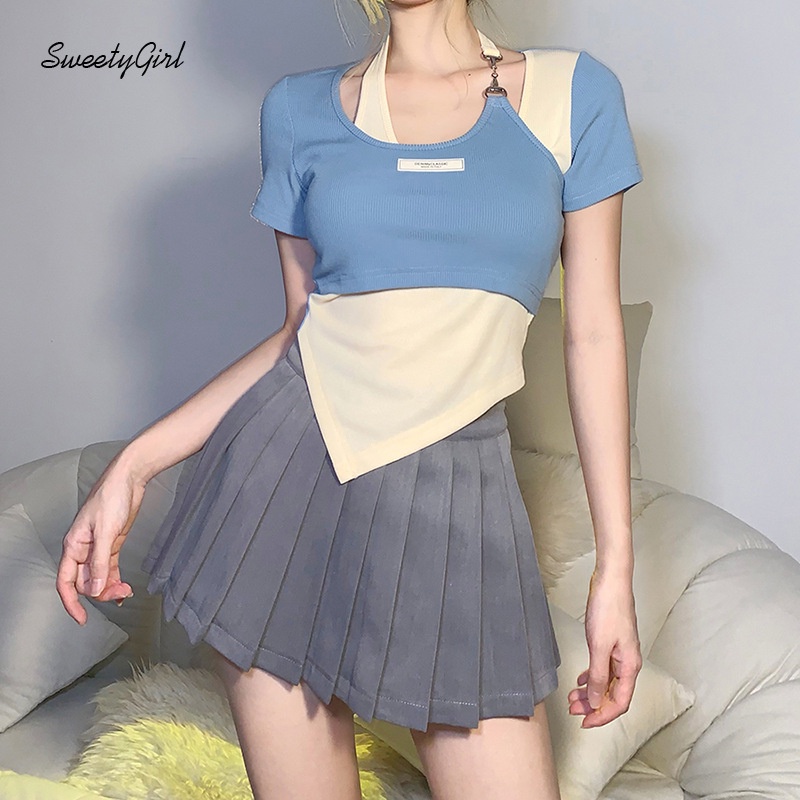 Áo Thun Tay Ngắn Hở Rốn Màu Trơn Thời Trang Dành Cho Nữ 2022