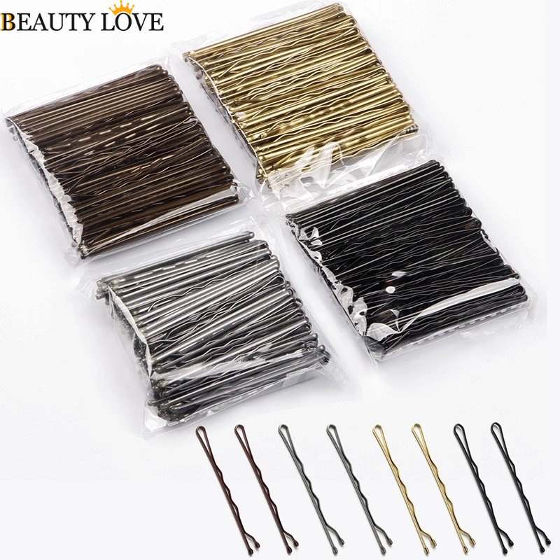 Set 50 Kẹp Tăm Chữ U Bằng Hợp Kim Màu Vàng / Đen / Nâu Cho Cô Dâu