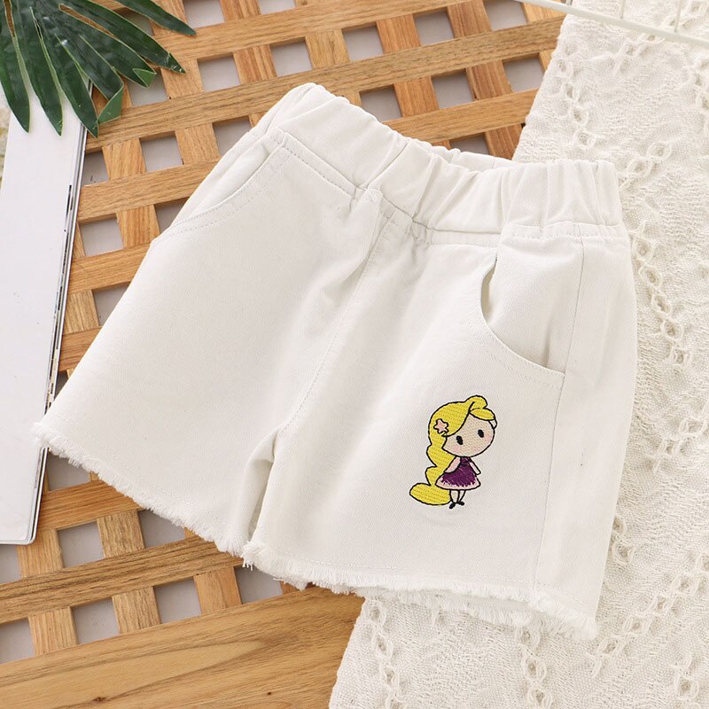 Quần Short Cotton Thêu Họa Tiết Hoạt Hình Xinh Xắn Theo Phong Cách Mùa Hè Dành Cho Bé 4-9 Tuổi