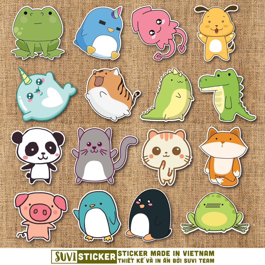 50 Sticker Kawaii Animal chống nước sticker dán laptop, điện thoại, đàn guitar, mũ bảo hiểm, vali. MSP: A02