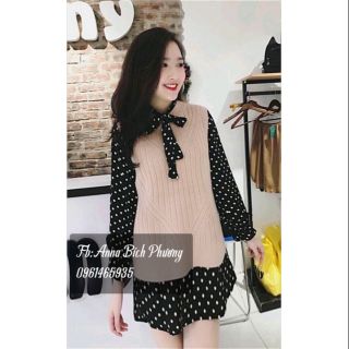 Sét váy len chấm bi