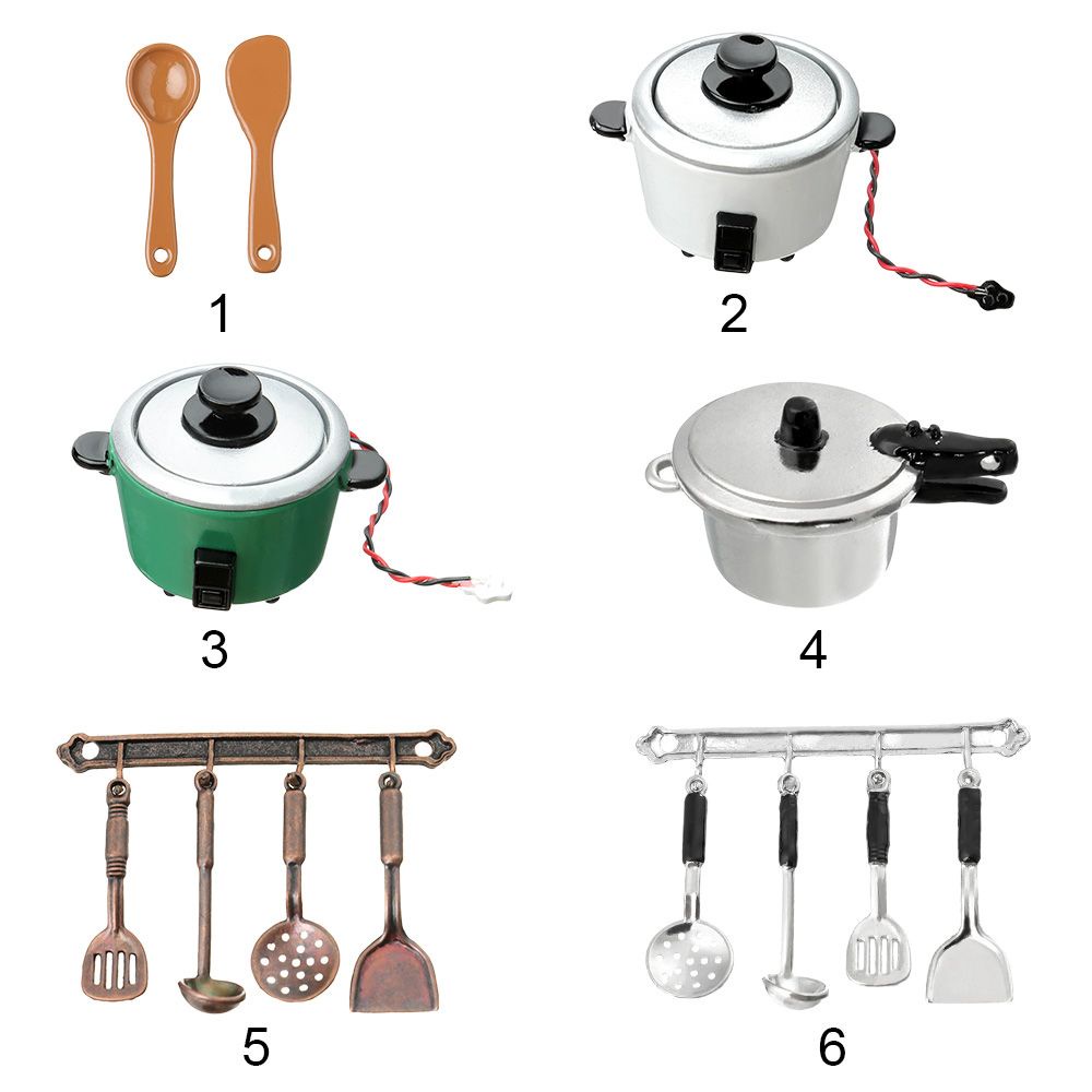 Bộ 6 Món Đồ Chơi Nấu Ăn Mini Cho Nhà Búp Bê Tỉ Lệ 1:12