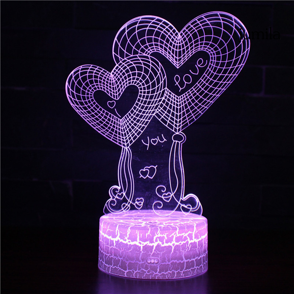 Đèn Led 3d 7 Màu Để Bàn Trang Trí Ngày Valentine